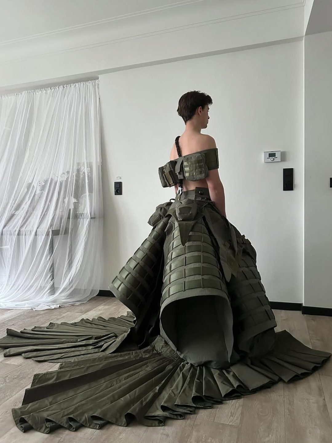 《what if the war never ends》 look 1 Armor wedding dressMy new collection is inspired by the fea